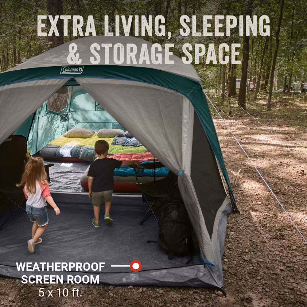 Coleman 12-Person Skydome™ Camping Tent w/Screen Room - Evergreen - Image 2