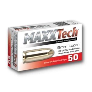 Maxxtech Brass Casefire Handgun Ammunition 9mm Luger 115 gr FMJ