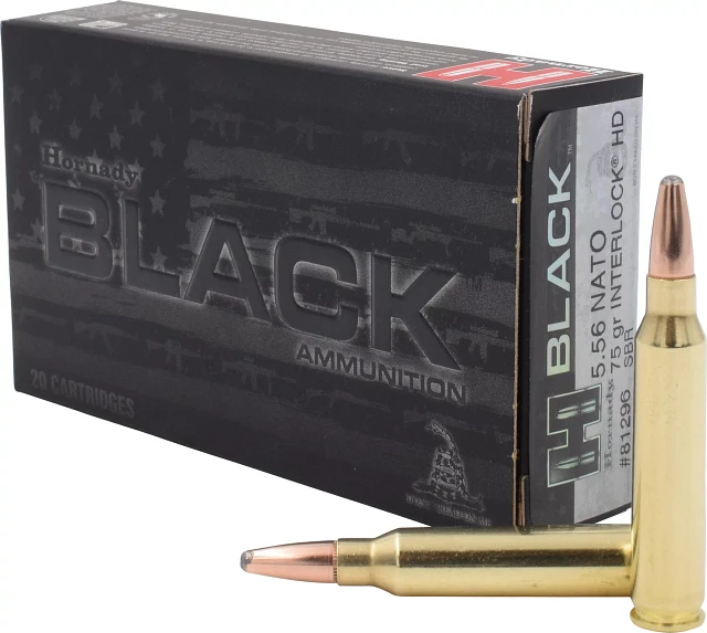 Hornady Black Rifle Ammunition 5.56mm NATO 75 gr HD SBR 2321 fps 20/ct