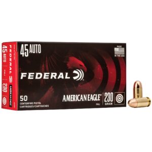 .45 ACP Ammo 230gr FMJ Federal American Eagle (AE45A) 50 Round Box