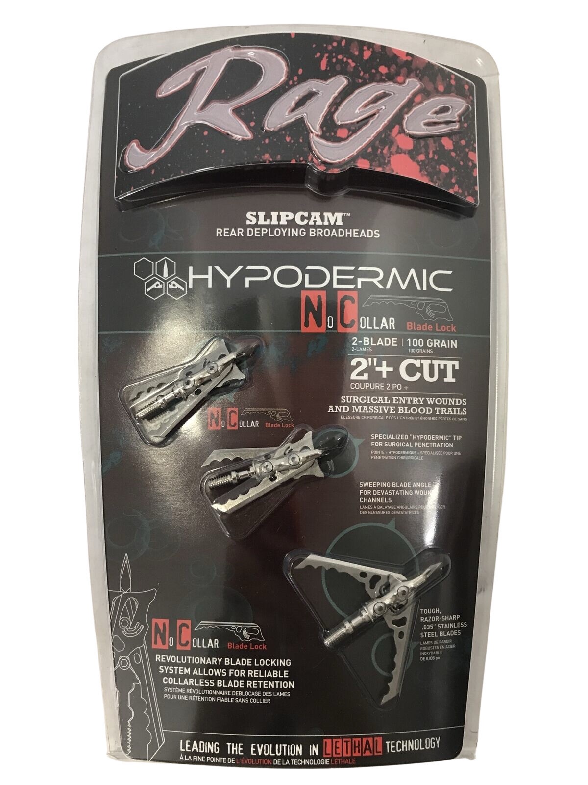 RAGE Hypodermic Crossbow Broadheads, 100g, silver - Image 2
