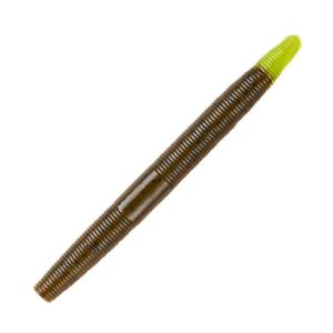 Yum Dinger Soft Plastic Worm 4", Carolina Pumpkin/Chartreuse,10/Bag