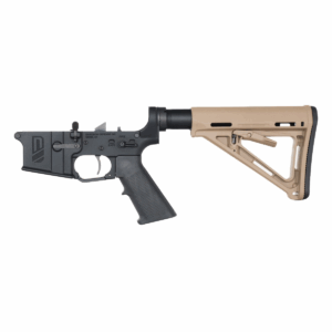 DAVIDSON DEFENSE NO-BUFFER AR-15 RIFLE LOWER BUILD KIT, RARE BREED FRT-15L3, MAGPUL MOE FDE CARBINE STOCK