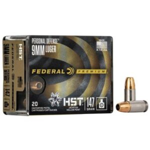 Federal Personal Defense HST Handgun Ammunition 9mm Luger 147 gr. JHP 1000 fps 20/ct